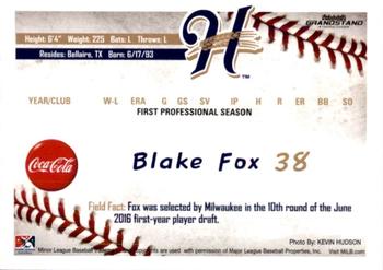 2016 Grandstand Helena Brewers #10 Blake Fox Back