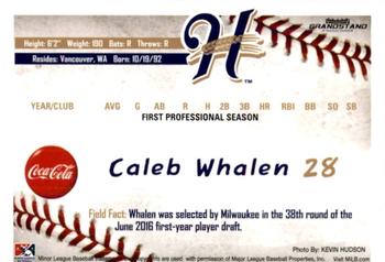 2016 Grandstand Helena Brewers #32 Caleb Whalen Back