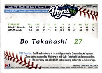 2016 Grandstand Hillsboro Hops #NNO Bo Takahashi Back