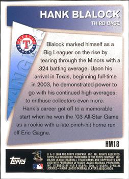 2005 Topps - Hobby Masters #HM18 Hank Blalock Back