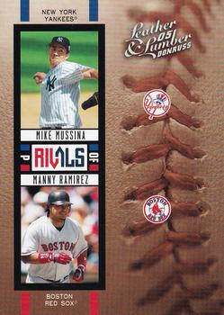 2005 Donruss Leather & Lumber - Rivals Silver #R-8 Mike Mussina / Manny Ramirez Front