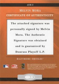 2005 Donruss Prime Patches - All-Star Materials Autograph #ASM-2 Melvin Mora Back