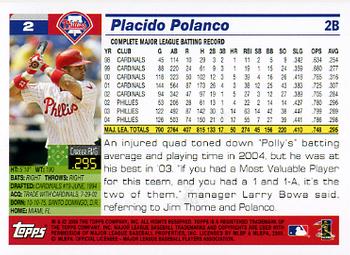 2005 Topps Opening Day #2 Placido Polanco Back