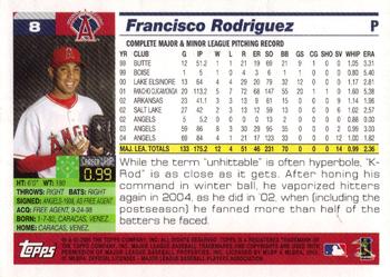 2005 Topps Opening Day #8 Francisco Rodriguez Back