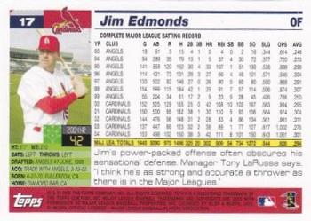 2005 Topps Opening Day #17 Jim Edmonds Back