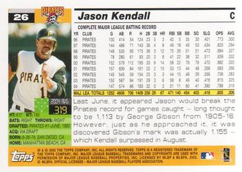 2005 Topps Opening Day #26 Jason Kendall Back