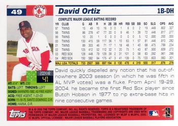 2005 Topps Opening Day #49 David Ortiz Back