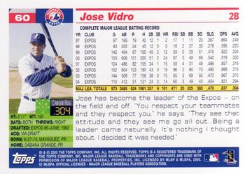 2005 Topps Opening Day #60 Jose Vidro Back