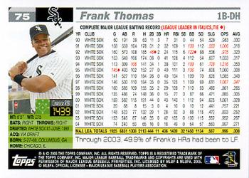 2005 Topps Opening Day #75 Frank Thomas Back
