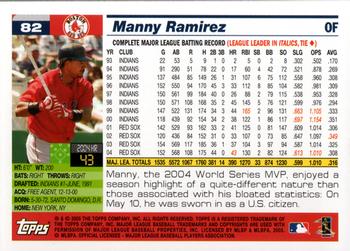 2005 Topps Opening Day #82 Manny Ramirez Back