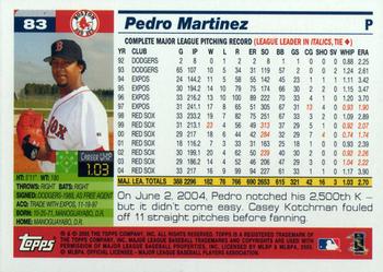 2005 Topps Opening Day #83 Pedro Martinez Back