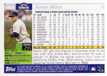 2005 Topps Opening Day #102 Aaron Miles Back