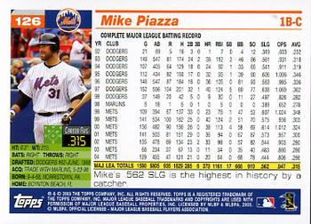 2005 Topps Opening Day #126 Mike Piazza Back