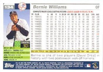 2005 Topps Opening Day #134 Bernie Williams Back