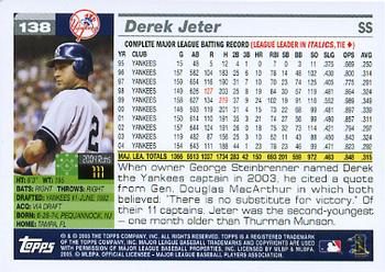 2005 Topps Opening Day #138 Derek Jeter Back