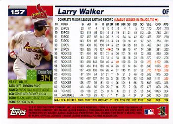 2005 Topps Opening Day #157 Larry Walker Back