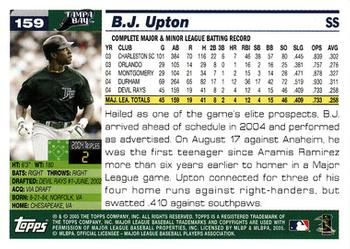 2005 Topps Opening Day #159 B.J. Upton Back