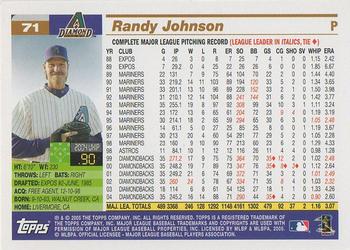 2005 Topps Opening Day #71 Randy Johnson Back