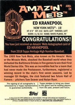 2018 Topps Heritage - Amazin' Mets Autographs #AMA-EK Ed Kranepool Back