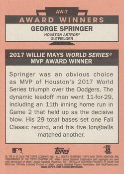 2018 Topps Heritage - Award Winners #AW-7 George Springer Back