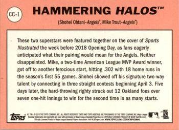 2018 Topps Heritage - Combo Cards #CC-1 Hammering Halos (Shohei Ohtani / Mike Trout) Back
