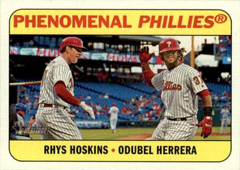 2018 Topps Heritage - Combo Cards #CC-4 Phenomenal Phillies (Rhys Hoskins / Odubel Herrera) Front