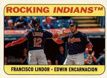 2018 Topps Heritage - Combo Cards #CC-5 Rocking Indians (Francisco Lindor / Edwin Encarnacion) Front