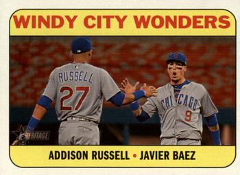2018 Topps Heritage - Combo Cards #CC-7 Windy City Wonders (Addison Russell / Javier Baez) Front