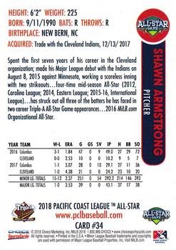 2018 Choice Pacific Coast League All-Stars #34 Shawn Armstrong Back