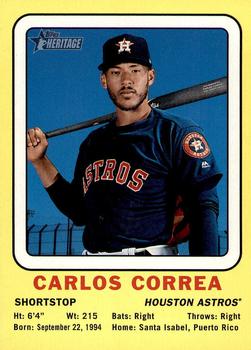 2018 Topps Heritage - 1969 Collector Cards High Number #69CC-CC Carlos Correa Front
