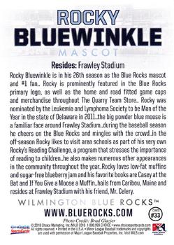 2018 Choice Wilmington Blue Rocks #33 Rocky Bluewinkle Back