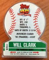 1991 Topps Stand-Ups - Clear #8 Will Clark Back