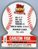 1991 Topps Stand-Ups - Clear #14 Carlton Fisk Back