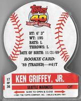 1991 Topps Stand-Ups - Clear #17 Ken Griffey Jr. Back