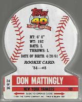 1991 Topps Stand-Ups - Clear #24 Don Mattingly Back