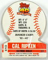 1991 Topps Stand-Ups - Clear #28 Cal Ripken Jr. Back