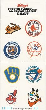 1992 Kellogg's Frosted Flakes Team Decals #NNO American League East Front