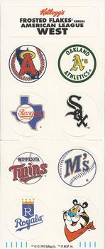 1992 Kellogg's Frosted Flakes Team Decals #NNO American League West Front