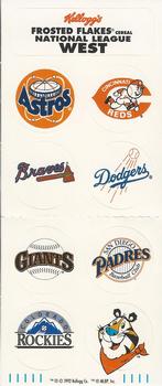 1992 Kellogg's Frosted Flakes Team Decals #NNO National League West Front