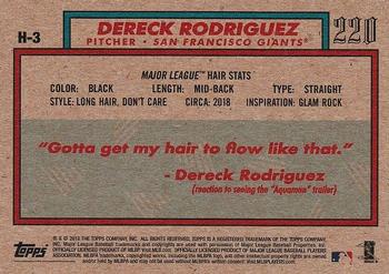 2018 Topps x Bryce Harper: 220 Second to None - Best Hair #H-3 Dereck Rodriguez Back