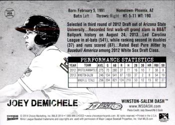 2014 Choice Winston-Salem Dash #8 Joey Demichele Back