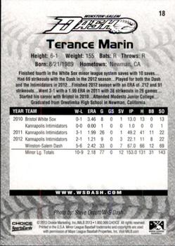 2013 Choice Winston-Salem Dash #18 Terance Marin Back