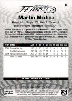 2013 Choice Winston-Salem Dash #19 Martin Medina Back
