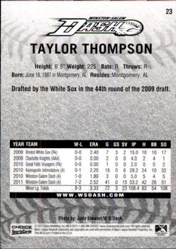 2012 Choice Winston-Salem Dash #23 Taylor Thompson Back