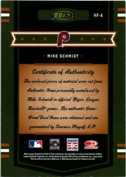 2005 Donruss Prime Patches - Hall of Fame Materials Quad Swatch Prime #HF-4 Mike Schmidt Back