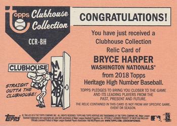2018 Topps Heritage - Clubhouse Collection Relics High Number #CCR-BH Bryce Harper Back