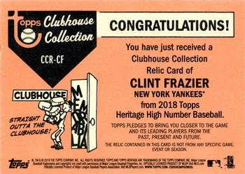 2018 Topps Heritage - Clubhouse Collection Relics High Number #CCR-CF Clint Frazier Back