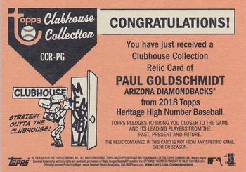 2018 Topps Heritage - Clubhouse Collection Relics High Number #CCR-PG Paul Goldschmidt Back