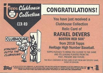 2018 Topps Heritage - Clubhouse Collection Relics High Number #CCR-RD Rafael Devers Back