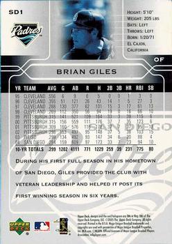 2005 Upper Deck San Diego Padres #SD1 Brian Giles Back